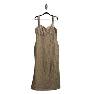 Cachet Metallic Gold Bodycon Maxi Dress Size 16 Prom Old Hollywood Glam Sequins